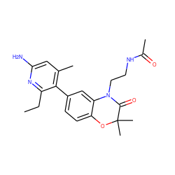CCc1nc(N)cc(C)c1-c1ccc2c(c1)N(CCNC(C)=O)C(=O)C(C)(C)O2 ZINC001772644603