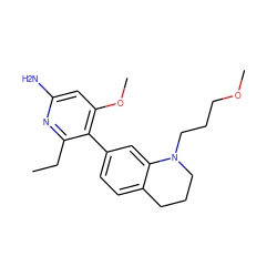 CCc1nc(N)cc(OC)c1-c1ccc2c(c1)N(CCCOC)CCC2 ZINC001772619860