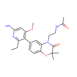 CCc1nc(N)cc(OC)c1-c1ccc2c(c1)N(CCNC(C)=O)C(=O)C(C)(C)O2 ZINC001772598483