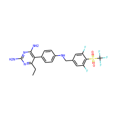 CCc1nc(N)nc(N)c1-c1ccc(NCc2cc(F)c(S(=O)(=O)C(F)(F)F)c(F)c2)cc1 ZINC000036349100