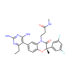 CCc1nc(N)nc(N)c1-c1ccc2c(c1)N(CCC(=O)NC)C(=O)[C@](C)(c1cc(F)cc(F)c1)O2 ZINC000014966450