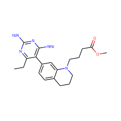 CCc1nc(N)nc(N)c1-c1ccc2c(c1)N(CCCC(=O)OC)CCC2 ZINC000014966524