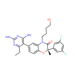 CCc1nc(N)nc(N)c1-c1ccc2c(c1)N(CCCCO)C(=O)[C@](C)(c1cc(F)cc(F)c1)O2 ZINC000014966434