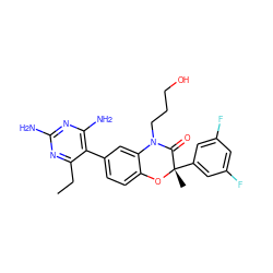 CCc1nc(N)nc(N)c1-c1ccc2c(c1)N(CCCO)C(=O)[C@](C)(c1cc(F)cc(F)c1)O2 ZINC000014966418