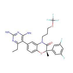 CCc1nc(N)nc(N)c1-c1ccc2c(c1)N(CCCOC(F)(F)F)C(=O)[C@](C)(c1cc(F)cc(F)c1)O2 ZINC000014966488