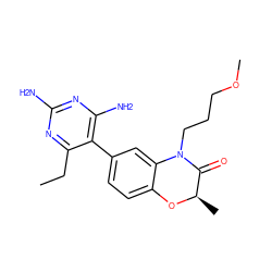 CCc1nc(N)nc(N)c1-c1ccc2c(c1)N(CCCOC)C(=O)[C@@H](C)O2 ZINC000014966277