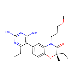 CCc1nc(N)nc(N)c1-c1ccc2c(c1)N(CCCOC)C(=O)[C@](C)(CC)O2 ZINC000014966333