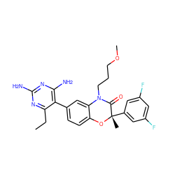 CCc1nc(N)nc(N)c1-c1ccc2c(c1)N(CCCOC)C(=O)[C@](C)(c1cc(F)cc(F)c1)O2 ZINC000014966349