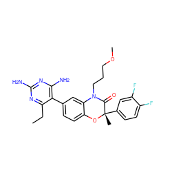 CCc1nc(N)nc(N)c1-c1ccc2c(c1)N(CCCOC)C(=O)[C@](C)(c1ccc(F)c(F)c1)O2 ZINC000014966373