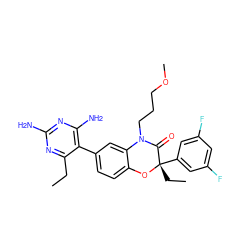 CCc1nc(N)nc(N)c1-c1ccc2c(c1)N(CCCOC)C(=O)[C@](CC)(c1cc(F)cc(F)c1)O2 ZINC000014966365
