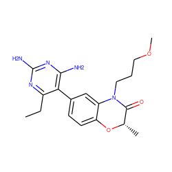 CCc1nc(N)nc(N)c1-c1ccc2c(c1)N(CCCOC)C(=O)[C@H](C)O2 ZINC000014966274