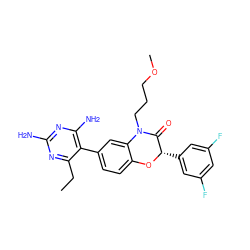 CCc1nc(N)nc(N)c1-c1ccc2c(c1)N(CCCOC)C(=O)[C@H](c1cc(F)cc(F)c1)O2 ZINC000014966309