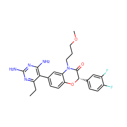 CCc1nc(N)nc(N)c1-c1ccc2c(c1)N(CCCOC)C(=O)[C@H](c1ccc(F)c(F)c1)O2 ZINC000014966297