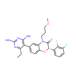 CCc1nc(N)nc(N)c1-c1ccc2c(c1)N(CCCOC)C(=O)[C@H](c1cccc(F)c1F)O2 ZINC000014966316