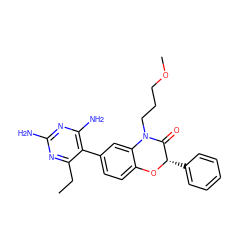 CCc1nc(N)nc(N)c1-c1ccc2c(c1)N(CCCOC)C(=O)[C@H](c1ccccc1)O2 ZINC000014966289