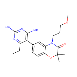 CCc1nc(N)nc(N)c1-c1ccc2c(c1)N(CCCOC)C(=O)C(C)(C)O2 ZINC000014966322