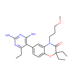 CCc1nc(N)nc(N)c1-c1ccc2c(c1)N(CCCOC)C(=O)C(CC)(CC)O2 ZINC000014966341