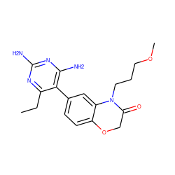 CCc1nc(N)nc(N)c1-c1ccc2c(c1)N(CCCOC)C(=O)CO2 ZINC000014966262