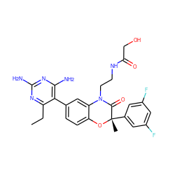 CCc1nc(N)nc(N)c1-c1ccc2c(c1)N(CCNC(=O)CO)C(=O)[C@](C)(c1cc(F)cc(F)c1)O2 ZINC000014966441
