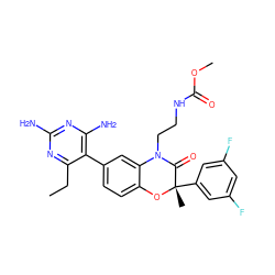 CCc1nc(N)nc(N)c1-c1ccc2c(c1)N(CCNC(=O)OC)C(=O)[C@](C)(c1cc(F)cc(F)c1)O2 ZINC000014966473