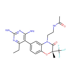 CCc1nc(N)nc(N)c1-c1ccc2c(c1)N(CCNC(C)=O)C(=O)[C@](C)(C(F)(F)F)O2 ZINC000014966326