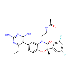 CCc1nc(N)nc(N)c1-c1ccc2c(c1)N(CCNC(C)=O)C(=O)[C@](C)(c1cc(F)cc(F)c1)O2 ZINC000014966357