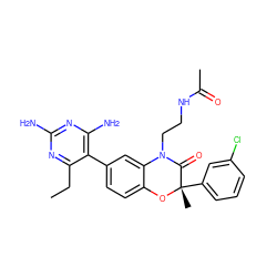 CCc1nc(N)nc(N)c1-c1ccc2c(c1)N(CCNC(C)=O)C(=O)[C@](C)(c1cccc(Cl)c1)O2 ZINC000014966395