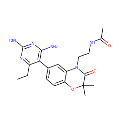 CCc1nc(N)nc(N)c1-c1ccc2c(c1)N(CCNC(C)=O)C(=O)C(C)(C)O2 ZINC000014966323
