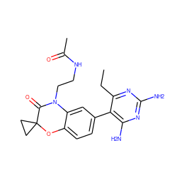 CCc1nc(N)nc(N)c1-c1ccc2c(c1)N(CCNC(C)=O)C(=O)C1(CC1)O2 ZINC000014966345