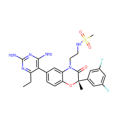CCc1nc(N)nc(N)c1-c1ccc2c(c1)N(CCNS(C)(=O)=O)C(=O)[C@](C)(c1cc(F)cc(F)c1)O2 ZINC000014966466