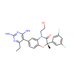 CCc1nc(N)nc(N)c1-c1ccc2c(c1)N(CCO)C(=O)[C@](C)(c1cc(F)cc(F)c1)O2 ZINC000014966426