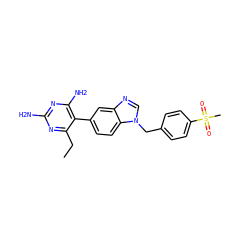 CCc1nc(N)nc(N)c1-c1ccc2c(c1)ncn2Cc1ccc(S(C)(=O)=O)cc1 ZINC000014970683