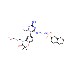 CCc1nc(N)nc(NCCNS(=O)(=O)c2ccc3ccccc3c2)c1-c1ccc2c(c1)N(CCCOC)C(=O)C(C)(C)O2 ZINC000014966605