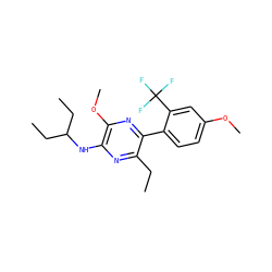 CCc1nc(NC(CC)CC)c(OC)nc1-c1ccc(OC)cc1C(F)(F)F ZINC000072176231