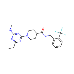 CCc1nc(NC)nc(N2CCC(C(=O)NCc3ccccc3C(F)(F)F)CC2)n1 ZINC000096271671