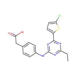 CCc1nc(Nc2ccc(CC(=O)O)cc2)nc(-c2ccc(Cl)s2)n1 ZINC000143667950