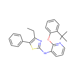 CCc1nc(Nc2cccnc2Oc2ccccc2C(C)(C)C)sc1-c1ccccc1 ZINC000096272818