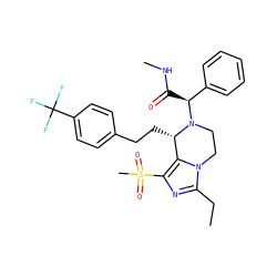 CCc1nc(S(C)(=O)=O)c2n1CCN([C@@H](C(=O)NC)c1ccccc1)[C@H]2CCc1ccc(C(F)(F)F)cc1 ZINC000095604990
