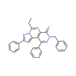 CCc1nc2c(=O)n(Cc3ccccc3)nc(-c3cccnc3)c2c2cc(-c3ccccc3)nn12 ZINC000064454281