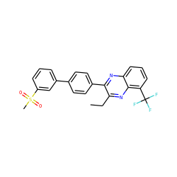 CCc1nc2c(C(F)(F)F)cccc2nc1-c1ccc(-c2cccc(S(C)(=O)=O)c2)cc1 ZINC000049066510