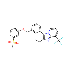 CCc1nc2c(C(F)(F)F)cccn2c1-c1cccc(COc2cccc(S(C)(=O)=O)c2)c1 ZINC000045388173