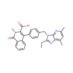 CCc1nc2c(C)cc(C)nc2n1Cc1ccc(-c2c(C(=O)O)n(C)c(=O)c3ccccc23)cc1 ZINC000036222522