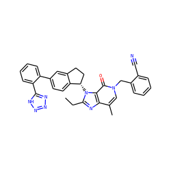 CCc1nc2c(C)cn(Cc3ccccc3C#N)c(=O)c2n1[C@H]1CCc2cc(-c3ccccc3-c3nnn[nH]3)ccc21 ZINC000095582228