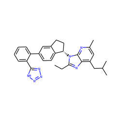 CCc1nc2c(CC(C)C)cc(C)nc2n1[C@H]1CCc2cc(-c3ccccc3-c3nnn[nH]3)ccc21 ZINC000072107962