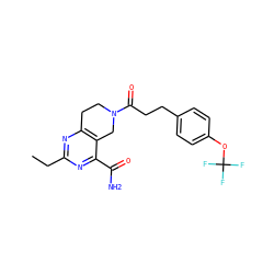 CCc1nc2c(c(C(N)=O)n1)CN(C(=O)CCc1ccc(OC(F)(F)F)cc1)CC2 ZINC000095592115
