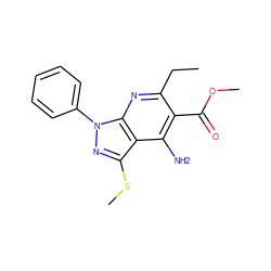 CCc1nc2c(c(SC)nn2-c2ccccc2)c(N)c1C(=O)OC ZINC000019924497