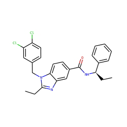 CCc1nc2cc(C(=O)N[C@H](CC)c3ccccc3)ccc2n1Cc1ccc(Cl)c(Cl)c1 ZINC000072180956