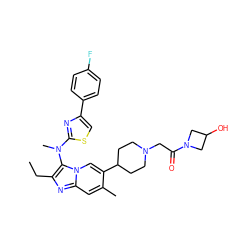 CCc1nc2cc(C)c(C3CCN(CC(=O)N4CC(O)C4)CC3)cn2c1N(C)c1nc(-c2ccc(F)cc2)cs1 ZINC000224373880