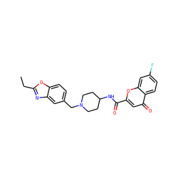 CCc1nc2cc(CN3CCC(NC(=O)c4cc(=O)c5ccc(F)cc5o4)CC3)ccc2o1 ZINC000036351699