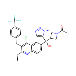 CCc1nc2ccc([C@@](O)(c3cnnn3C)C3CN(C(C)=O)C3)cc2c(Cl)c1Cc1ccc(C(F)(F)F)cc1 ZINC000219570939